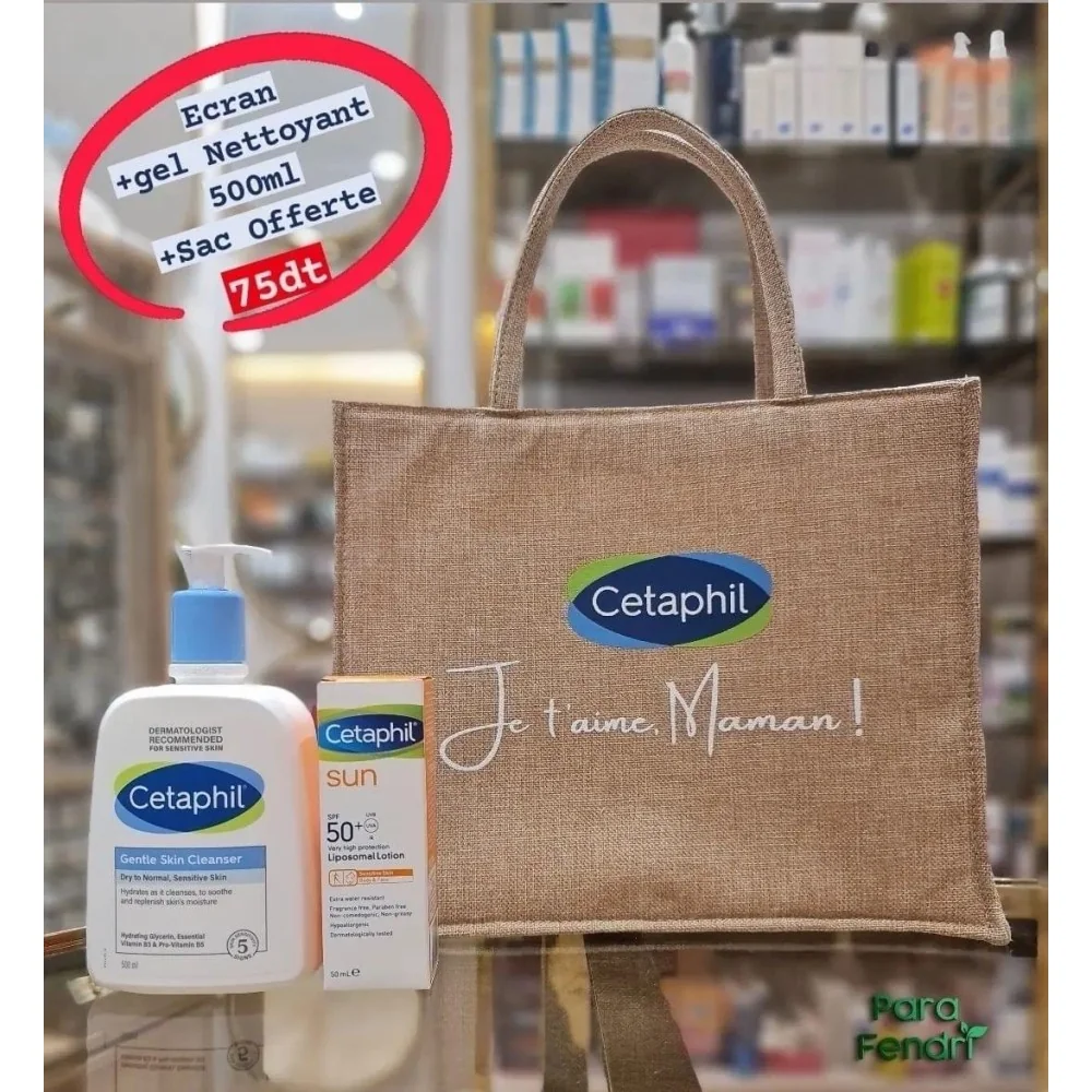 Cetaphil coffret écran +gel nettoyant 500ml +sac offerte pour Accueil
