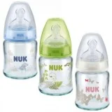 NUK First Choice + Biberon en Verre Bleu 120ml pour Accueil