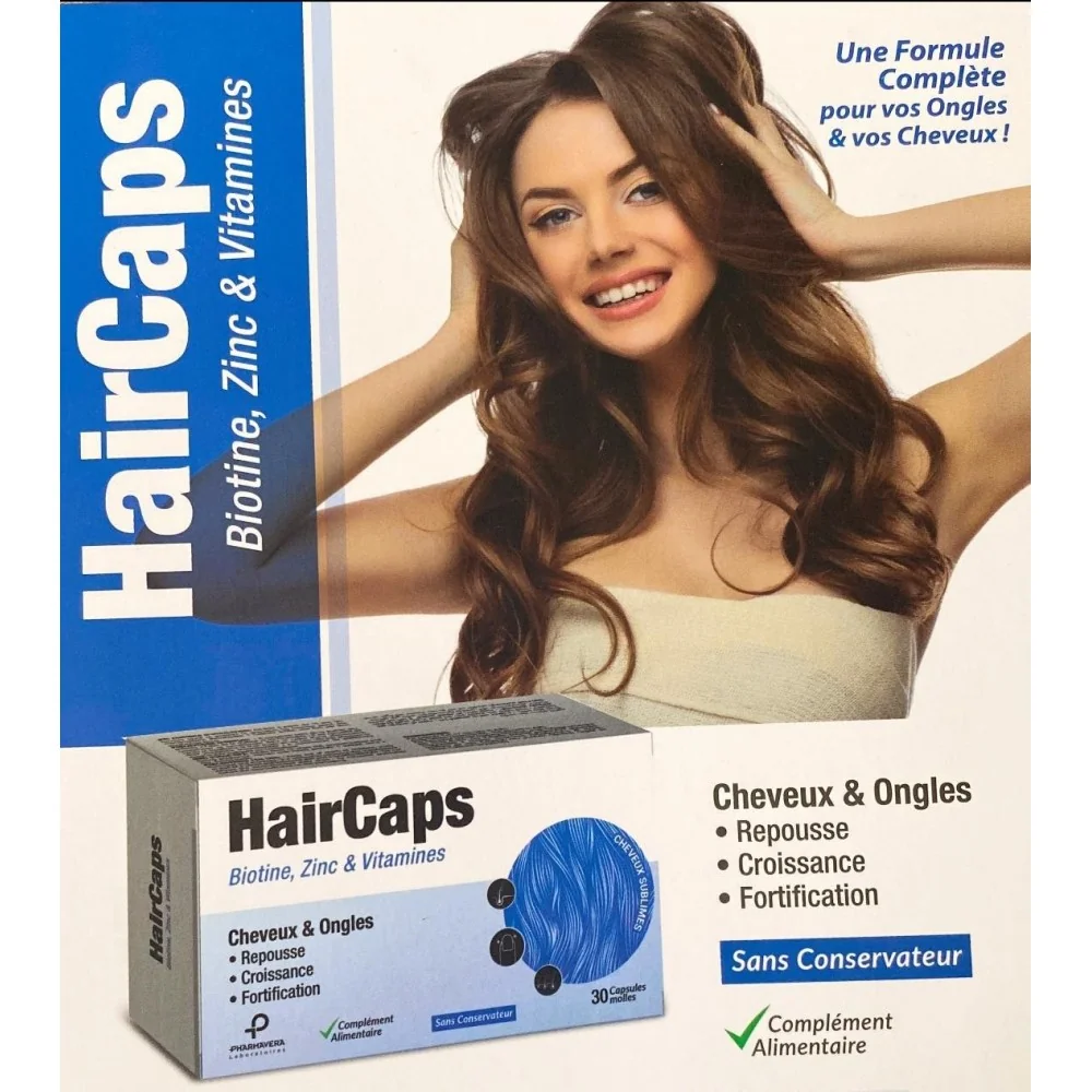 HairCaps Biotine, Zinc et Vitamines 30 gélules pour Beauté