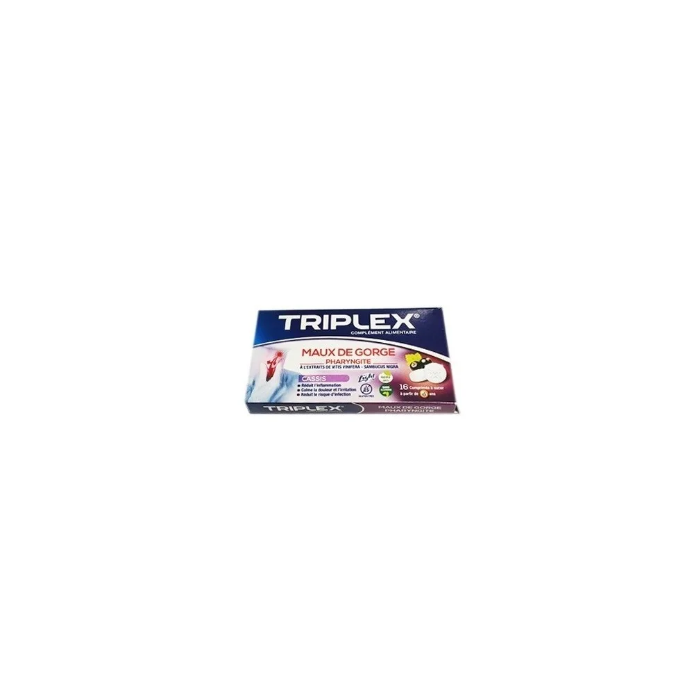 TRIPLEX MAUX DE GORGE CASSIS 16 COMPRIMES pour Femmes