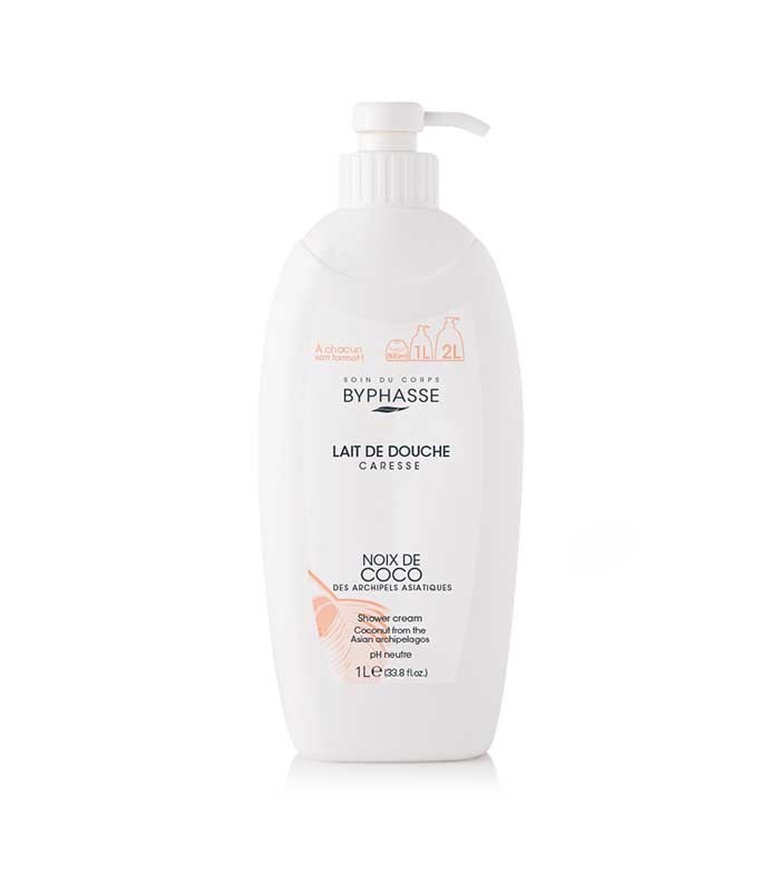 Byphasse Gel douche Caresse 1L - noix de Coco