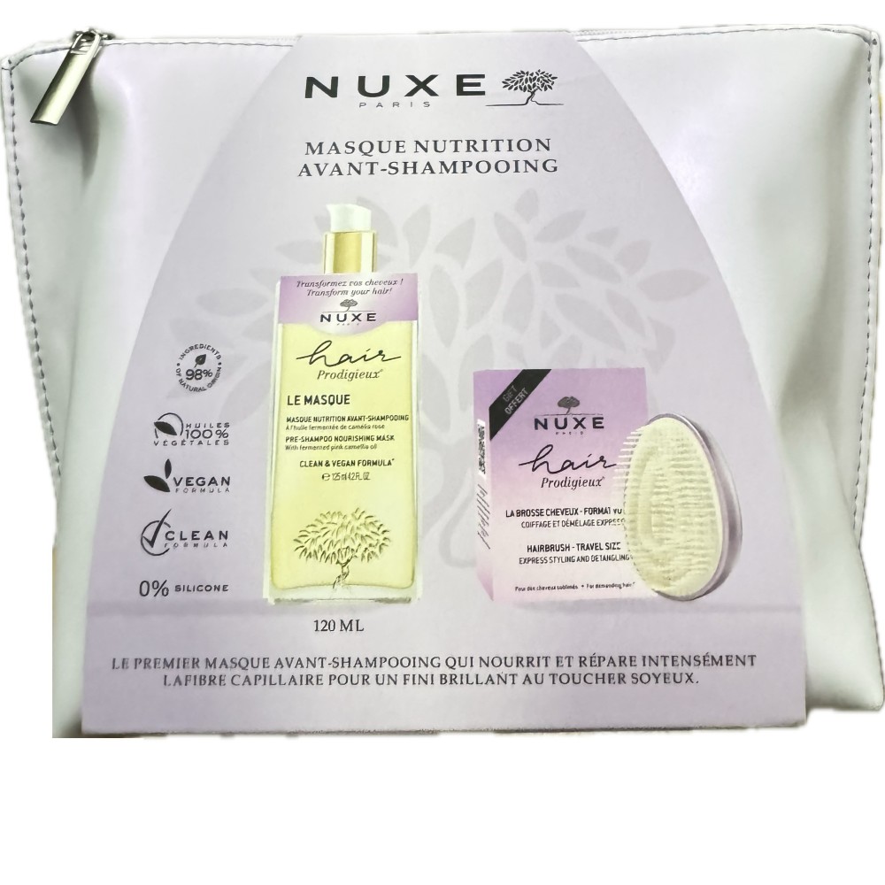 NUXE TROUSSE HAIR PRODIGIEUX: MASQUE AVANT-SHAMPOOING + BROSSE pour...