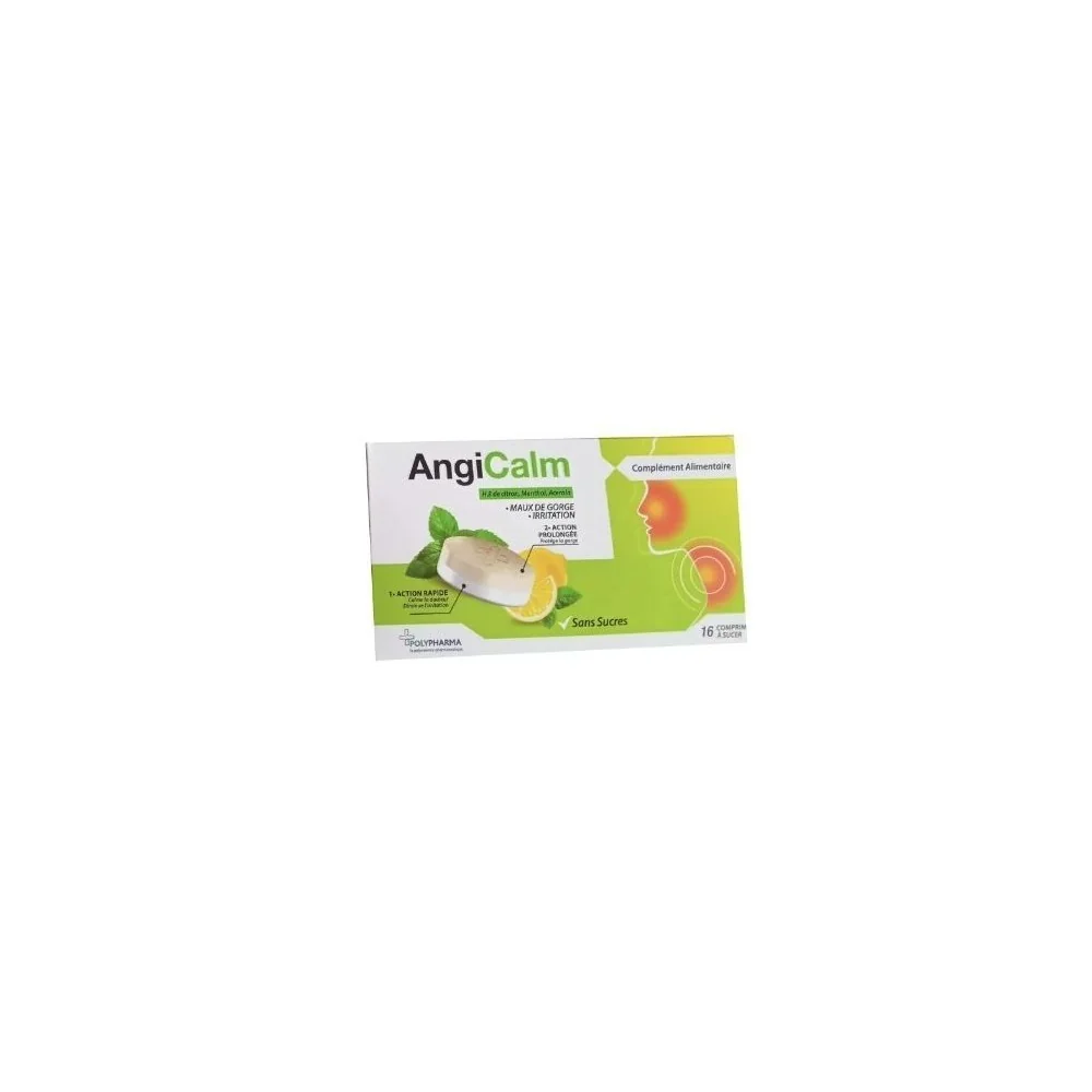 AngiCalm Maux De Gorge Irritation Citron Sans Sucre, 16 Comprimés p...