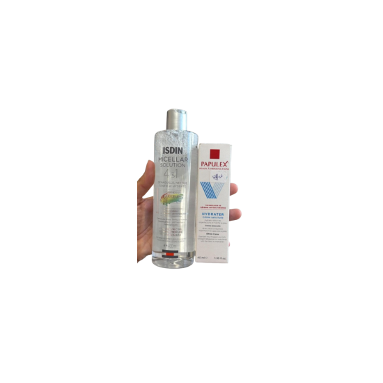 ISDIN SOLUTION MICELLAIRE 4EN1 + PAPULEX CREME OIL FREE pour Accueil