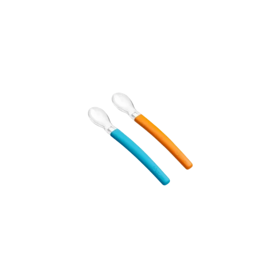 WEE BABY - LOT DE 2 CUILLERES EN SILICONE +6MOIS pour Maman et bébé