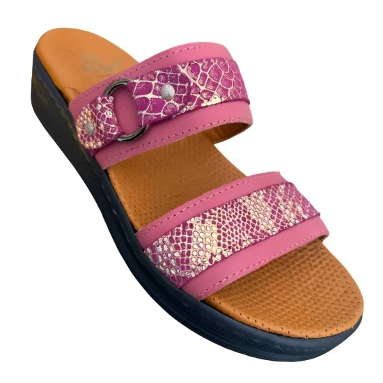 STI LIGHT - CLAQUETTES ORTHOPEDIQUES ROSES EFFET CROCCO pour sabots...