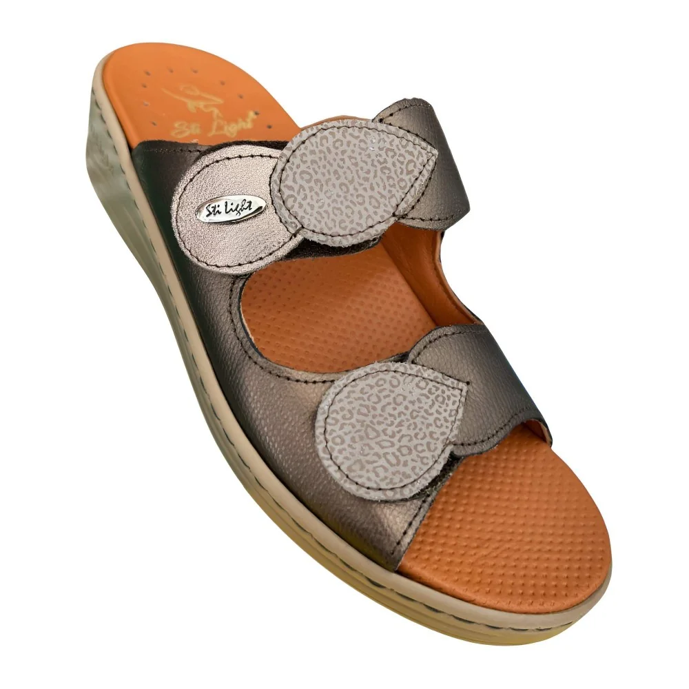 STI LIGHT - CLAQUETTES ORTHOPEDIQUES BRONZES AVEC DETAILS LEOPARD (...