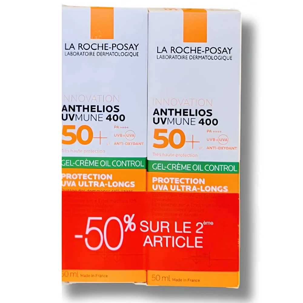 LA ROCHE POSAY - LOT DE 2 ANTHELIOS UVMUNE 400 OIL CONTROL GEL CREM...