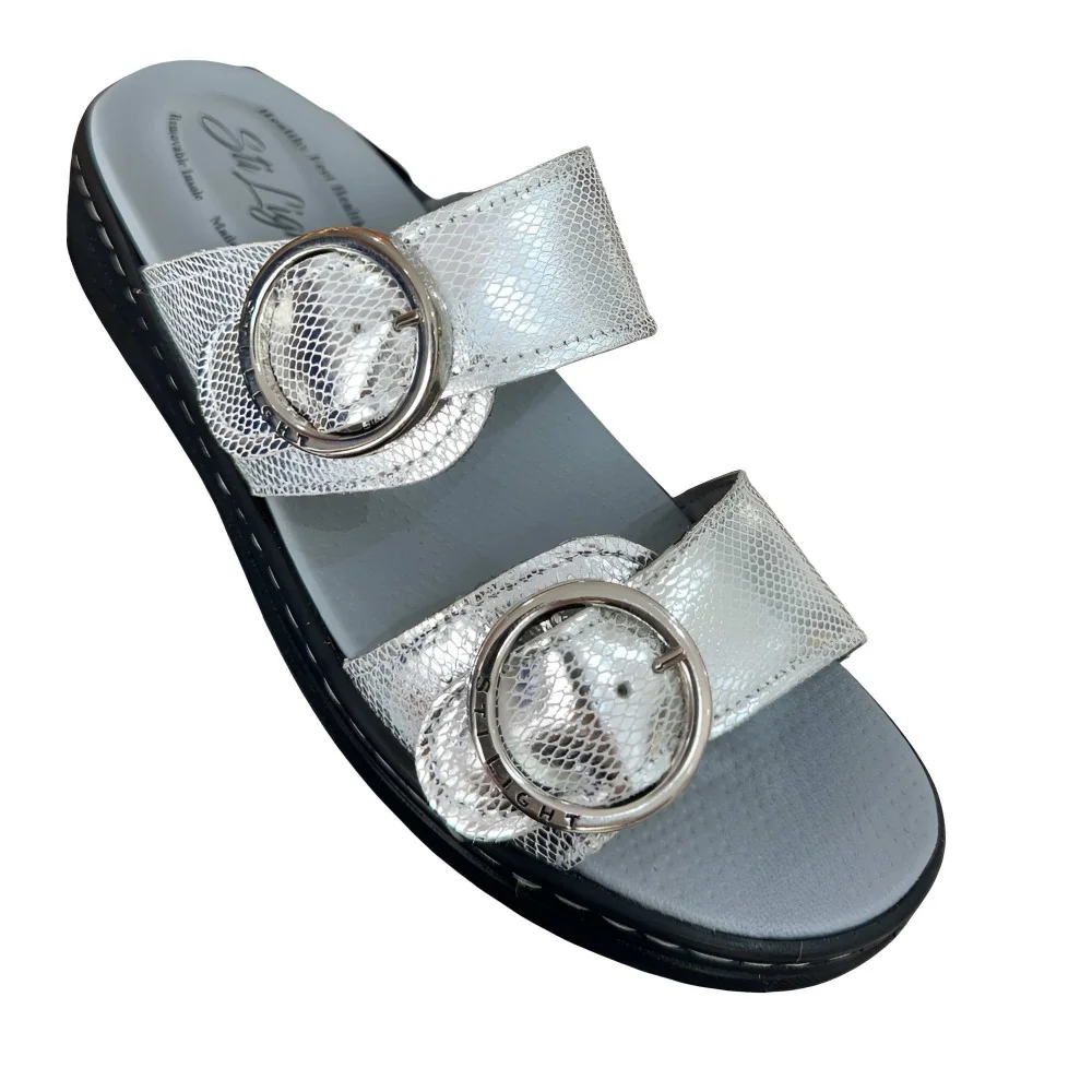 STI LIGHT - CLAQUETTES ORTHOPEDIQUES ARGENT FEMME pour sabots et cl...