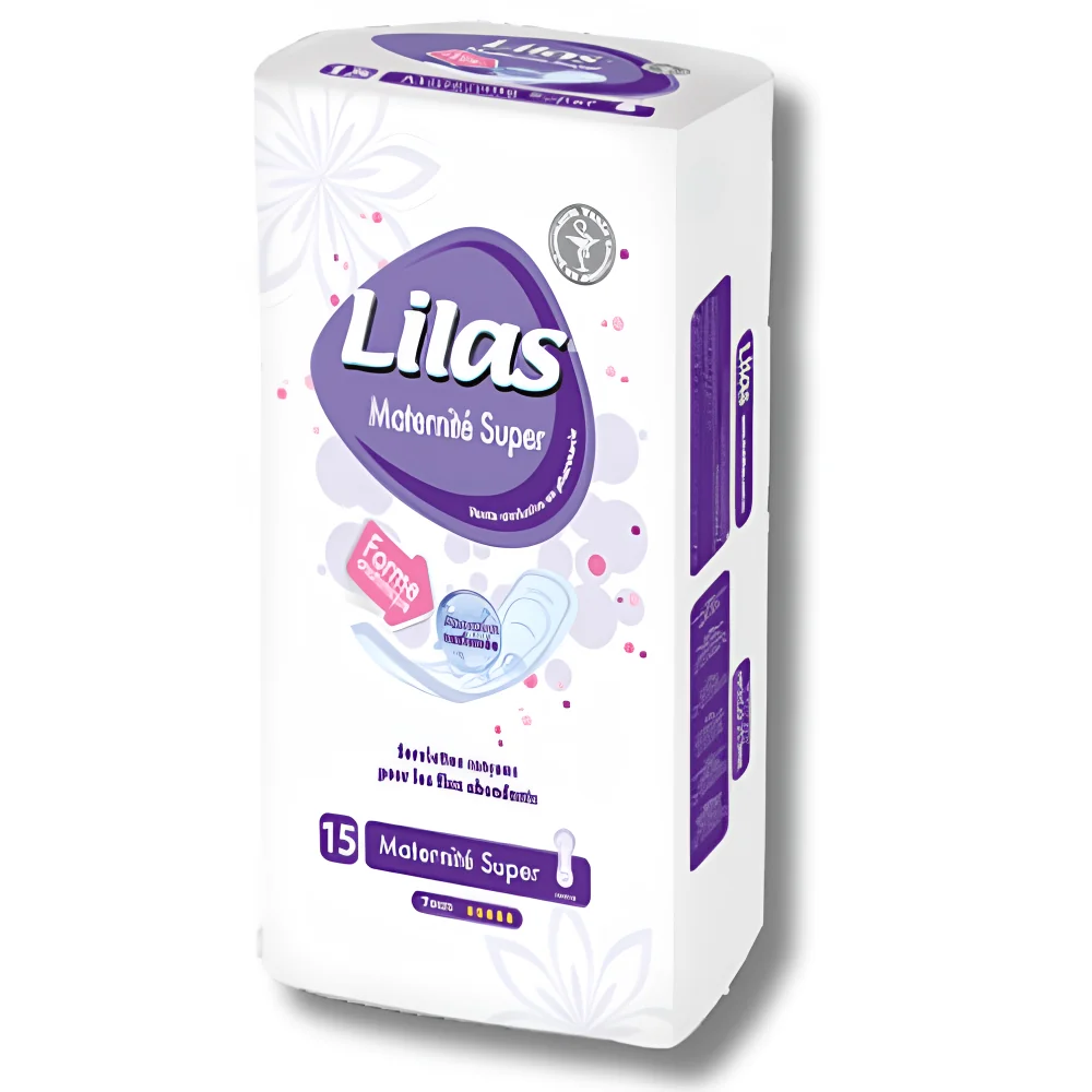 LILAS - SERVIETTES MATERNITE SUPER PHARMACIE 15 PIECES