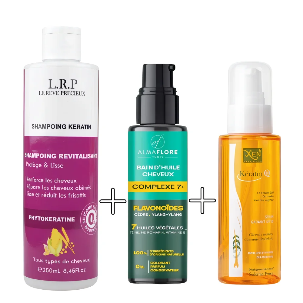 PACK - LRP SHAMPOING KERATINE + ALMAFLORE BAIN D'HUILE + XEN SERUM CAPILLAIRE Q10 SPF30
