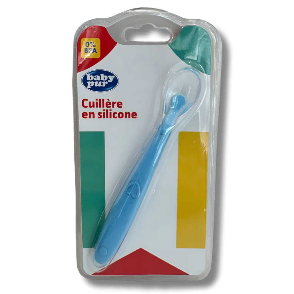 BABY PUR - CUILLERE EN SILICONE BLEU