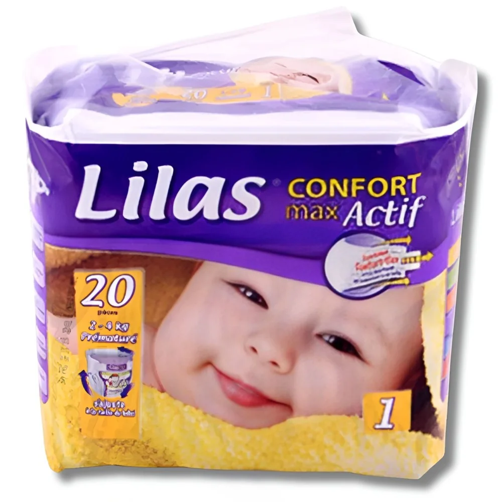 LILAS CONFORT MAX ACTIF - COUCHE BEBE 2-4 KG 20 PIECES