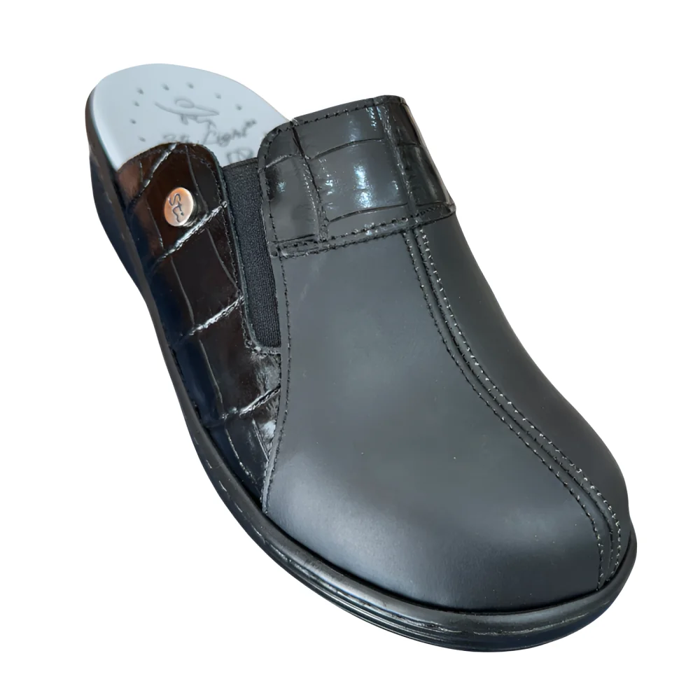 STI LIGHT - SABOTS ORTHOPEDIQUES FEMME NOIRS DETAILS EN CROCCO