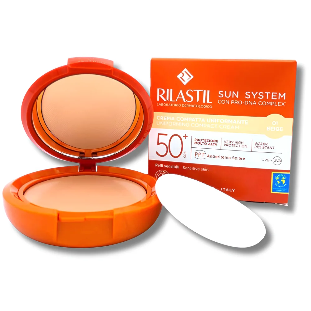 RILASTIL SUN SYSTEM - CORRECTEUR DE TEINT COMPACT SOLAIRE TEINTÉ BEIGE SPF50 10G