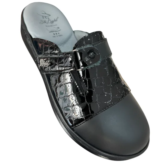 STI LIGHT - SABOTS ORTHOPEDIQUES NOIRS AVEC DETAILS CROCCO FEMME