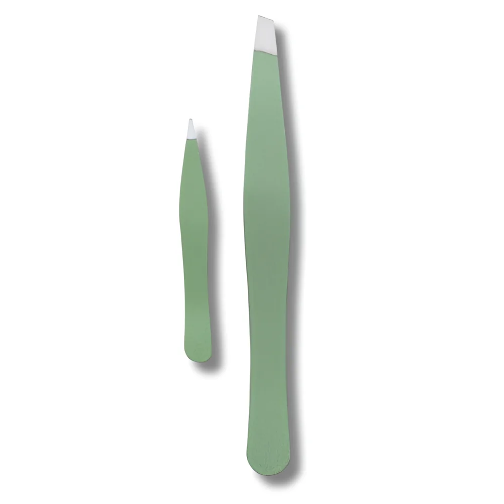 TITANIA - SET PINCES À ÉPILER : PINCE À ÉPILER INCLINÉE + MINI PINCE À ÉCHARDE VERT