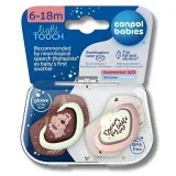 CANPOL BABIES - LOT DE 2 SUCETTES LIGHT TOUCH 6-18MOIS SYMÉTRIQUE BRILLE DANS LE NOIR SLEEPY KOALA ROSE 22/659