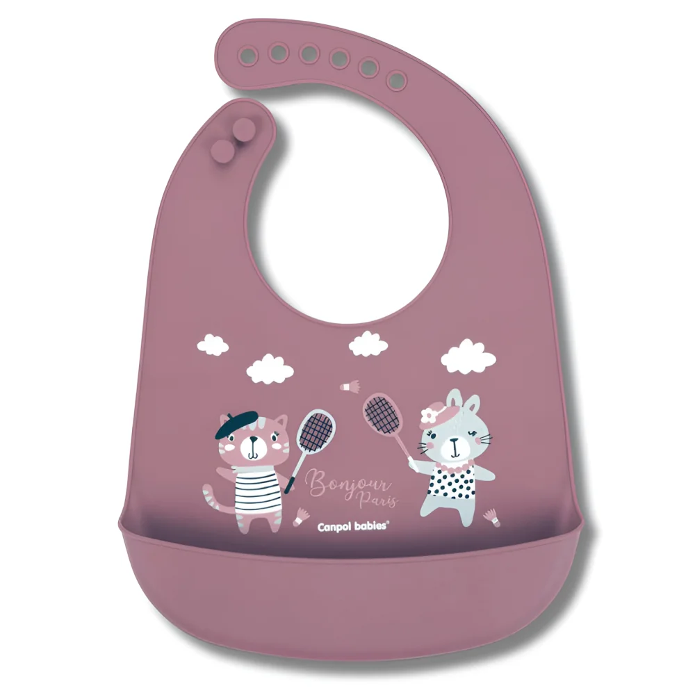 CANPOL BABIES - BAVOIR SILICONE AVEC POCHE BONJOR PARIS ROUGE