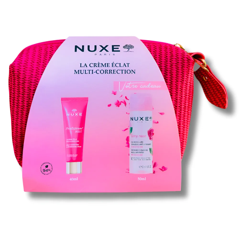 NUXE - PRODIGIEUSE BOOST CREME ECLAT 40ML + VERY ROSE EAU MICELLAIRE 50ML ET TROUSSE OFFERTS
