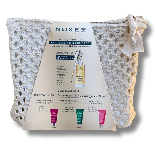 NUXE - SUPER SERUM [10] ANTI AGE+CREME POUDREE EFFET LIFTANT 15ML, CREME ANTI AGE 15ML, CREME ECLAT 15ML ET TROUSSE OFFERTS