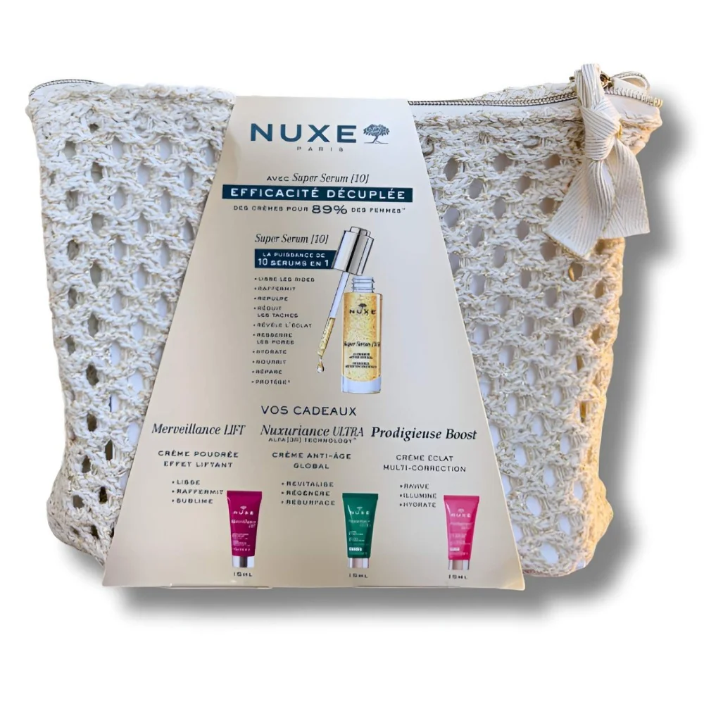 NUXE - SUPER SERUM [10] ANTI AGE+CREME POUDREE EFFET LIFTANT 15ML, CREME ANTI AGE 15ML, CREME ECLAT 15ML ET TROUSSE OFFERTS