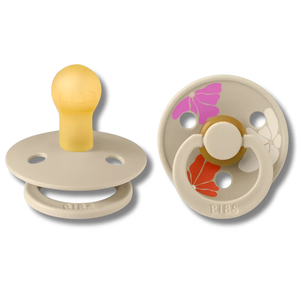 BIBS - NATURAL RUBBER LOT DE 2 SUCETTES MORNING BLOOM LATEX VANILLA MIX SIZE 1