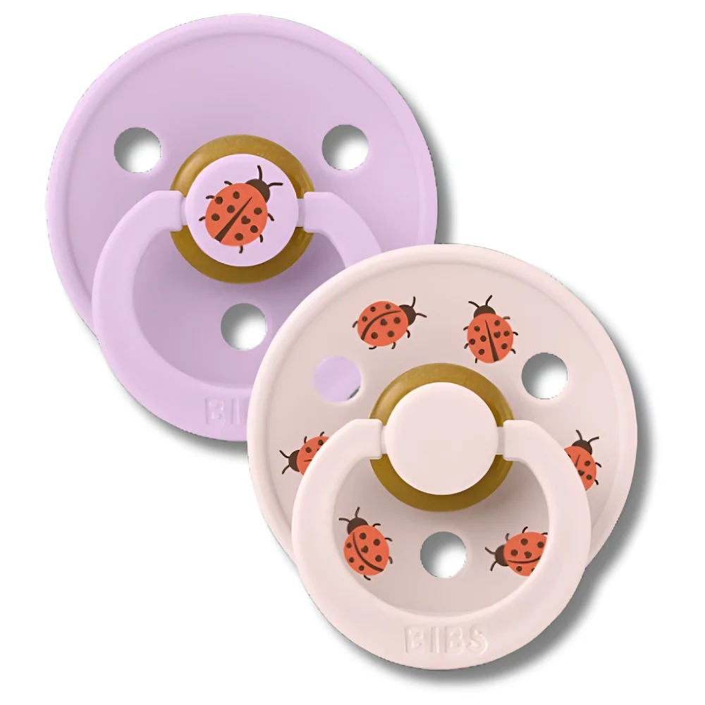 BIBS - NATURAL RUBBER LOT DE 2 SUCETTES LADYBUG VIOLET SKY/PETAL TAILLE 1