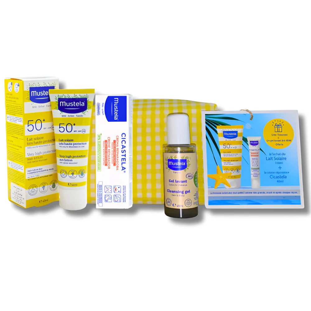 MUSTELA - TROUSSE LAIT SOLAIRE 100ML + CICASTELA CREME REPARATRICE 40ML + GEL LAVANT BIO 45ML OFFERT