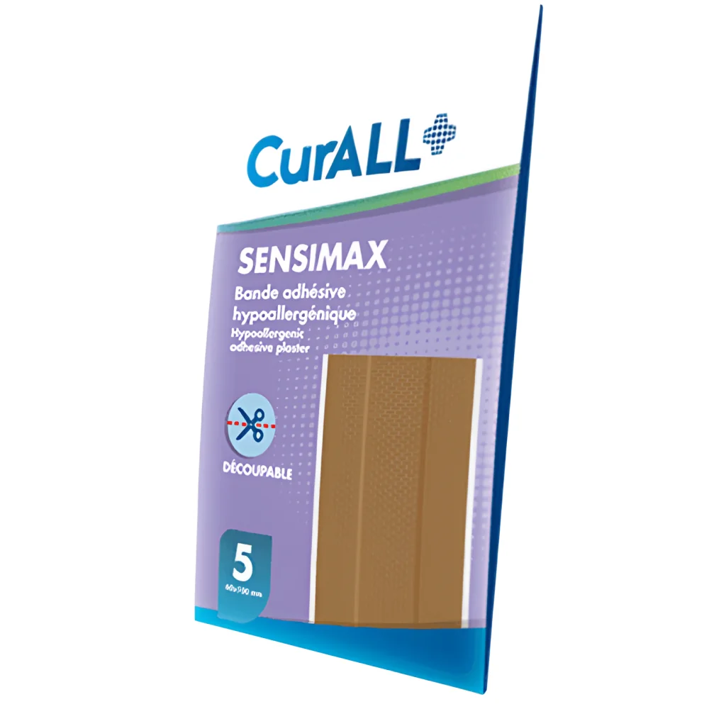 CURALL SENSiMAX BANDES - BANDE ADHÉSIVE HYPOALLERGÉNIQUE 5 PIECES 60X100MM