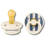 BIBS - NATURAL RUBBER IVORY STEEL BLUE MIX LOT DE 2 SUCETTES  TAILLE 1 +0MOIS