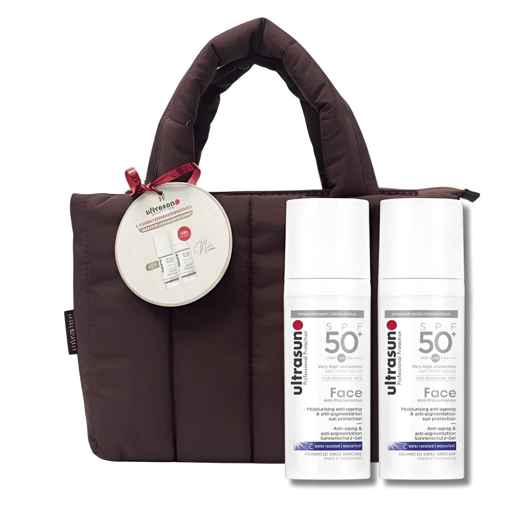 ULTRASUN - LOT DE 2 ÉCRANS ANTI-PIGMENTATION 50ML SPF50 + SAC MATELASSÉ BURGUNDY OFFERT