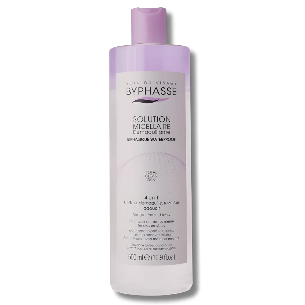 BYPHASSE - SOLUTION MICELLAIRE DEMAQUILLANTE 4 EN 1 BIPHASIQUE WATERPROOF 500ML