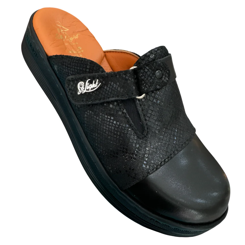 STI LIGHT - SABOTS ORTHOPEDIQUES NOIRS DETAILS CROCCO FEMME