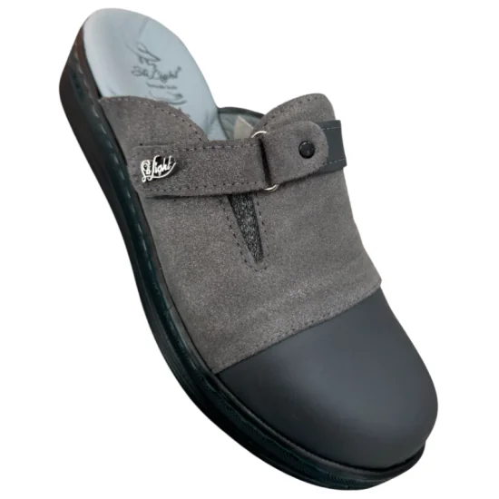 STI LIGHT - SABOTS ORTHOPEDIQUES GRIS AVEC DETAILS DAIM FEMME