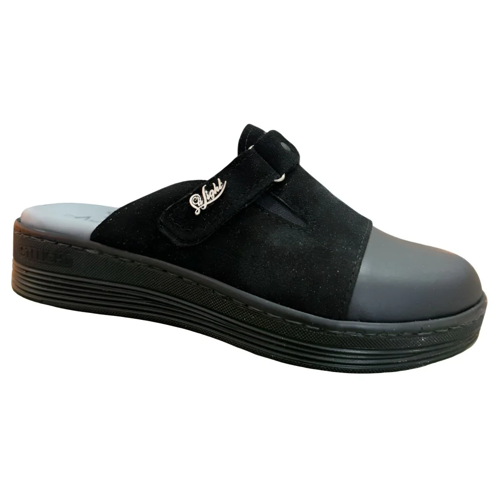 STI LIGHT - SABOTS ORTHOPEDIQUES NOIR DAIM DETAILS PAILLETE FEMME