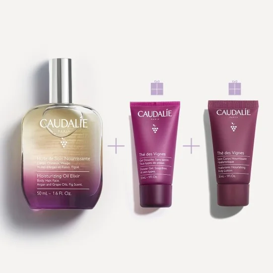 CAUDALIE - OIL ELIXIR COFFRET HUILE DE SOIN LISSAGE & GLOW