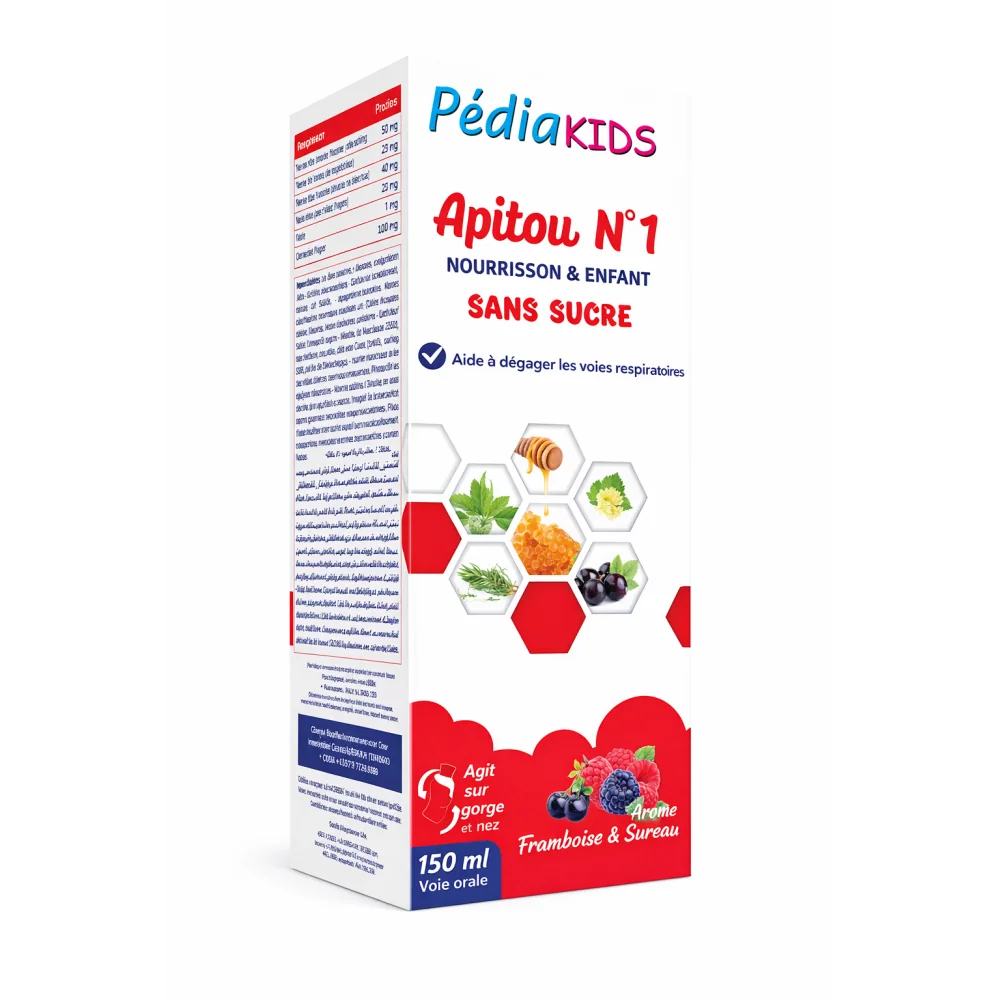 VITAL PEDIAKIDS - APITOU N1 SANS SUCRE TOUX GRASSE 150ML