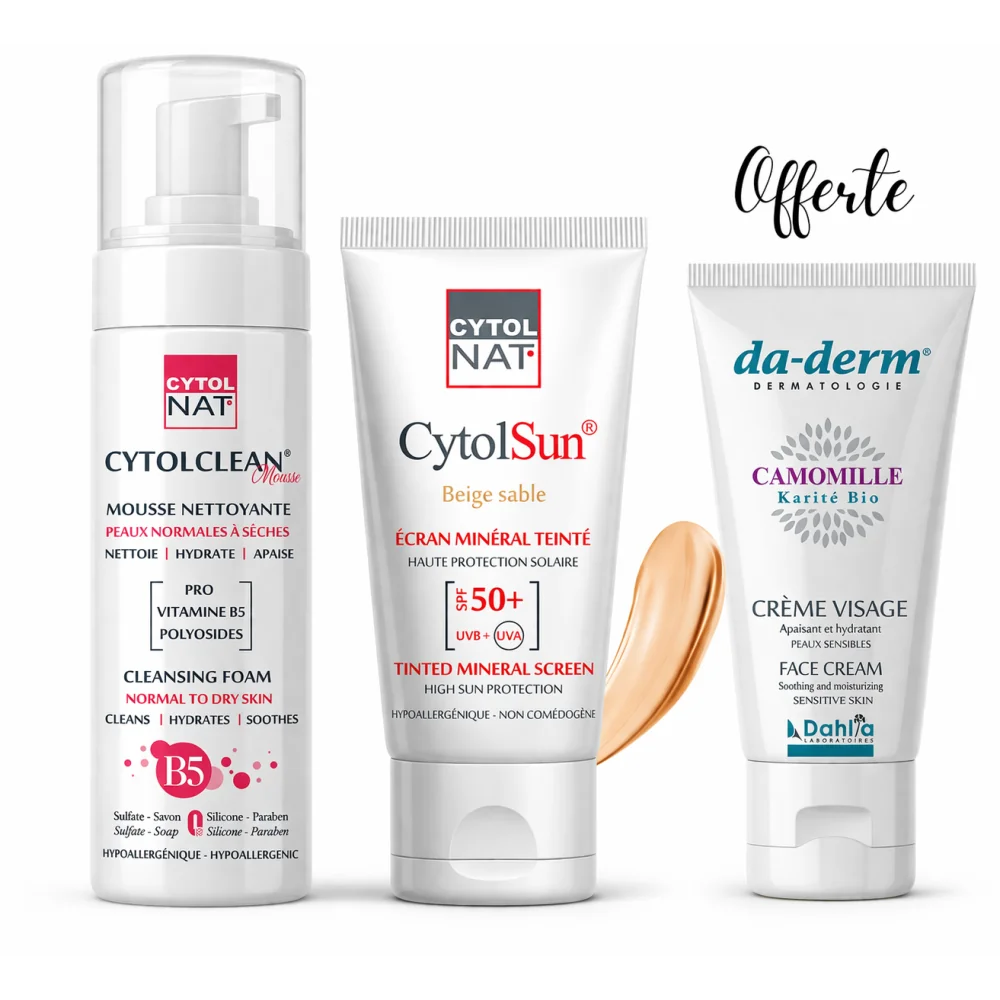 COFFRET CYTOL ECRAN SOLAIRE TEINTE BEIGE SABLE + MOUSSE NETTOYANTE ...