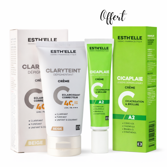 ESTHELLE - CLARYTEINT ECRAN BEIGE SPF40+ ANTI TACHES + CICAPLAIE CREME CICATRISANTE OFFERTE