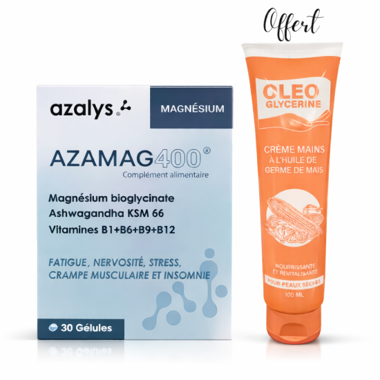 PAVK - AZAMAG 400 30 GELULES + OLEOGLYCERINE CREME MAINS OFFERTE