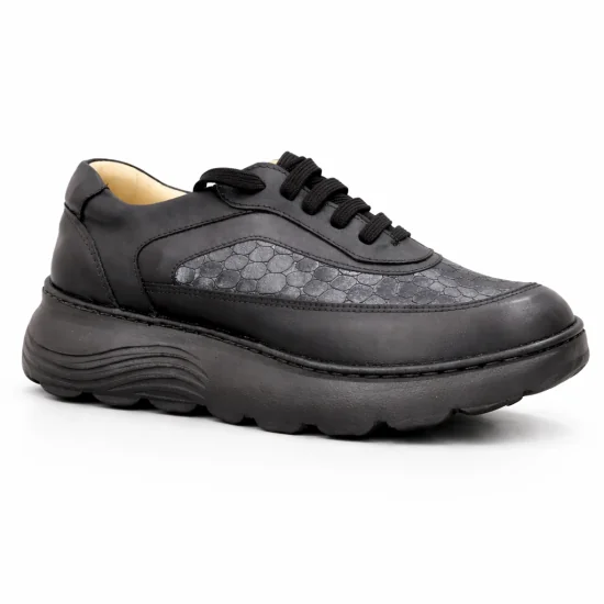 STI LIGHT - CHAUSSURES ORTHOPEDIQUES NOIR AVEC DETAILS CROCO FEMME