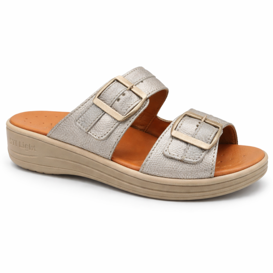 STILIGHT - CLAQUETTES ORTHOPEDIQUES TAUPE BRILLANT FEMME