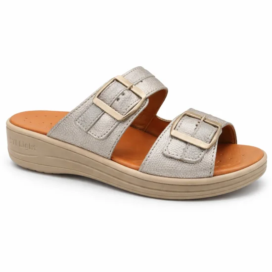 STILIGHT - CLAQUETTES ORTHOPEDIQUES TAUPE BRILLANT FEMME