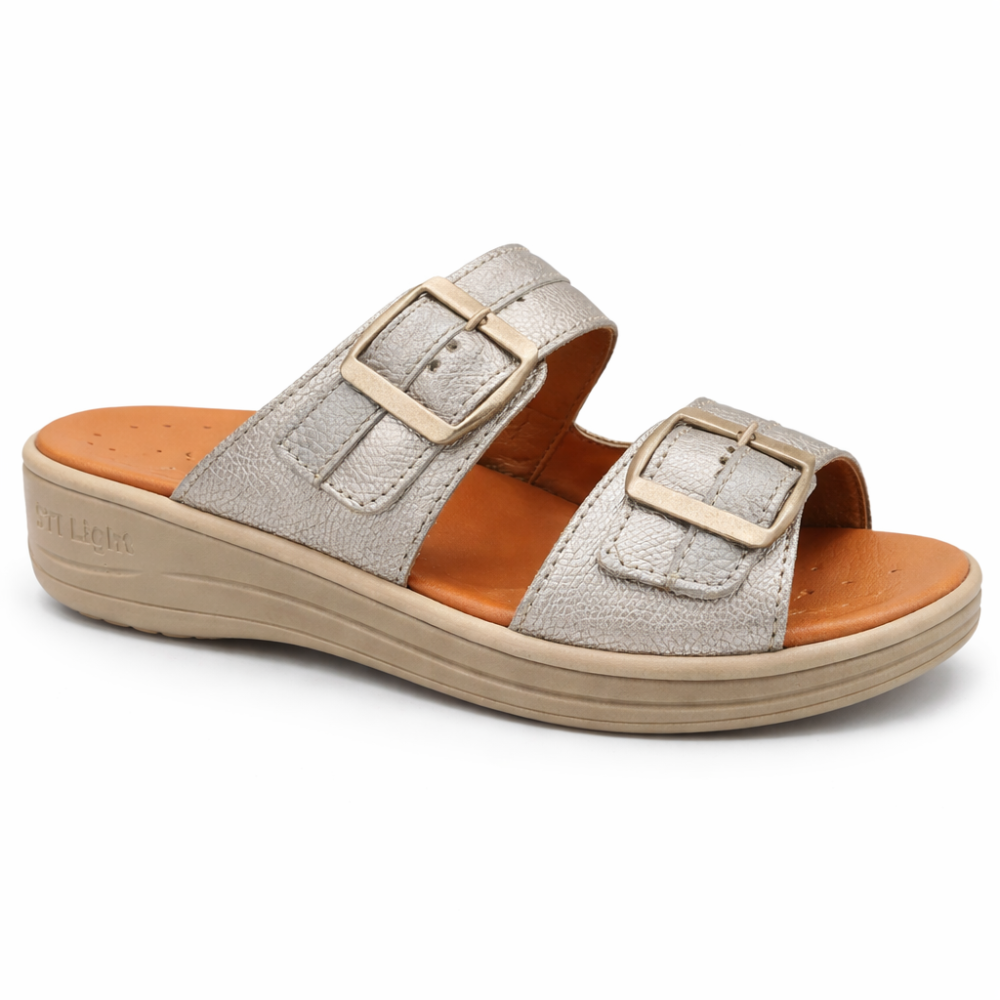 STILIGHT - CLAQUETTES ORTHOPEDIQUES TAUPE BRILLANT FEMME