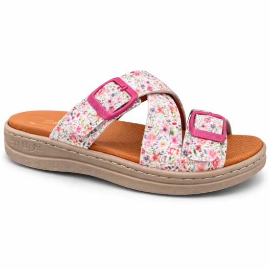 STILIGHT - CLAQUETTES ORTHOPEDIQUES BLANC FLEURI FEMME