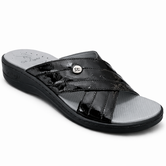 STILIGHT - CLAQUETTES ORTHOPEDIQUES NOIR BRILLANT FEMME