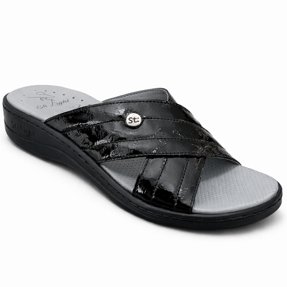 STILIGHT - CLAQUETTES ORTHOPEDIQUES NOIR BRILLANT FEMME