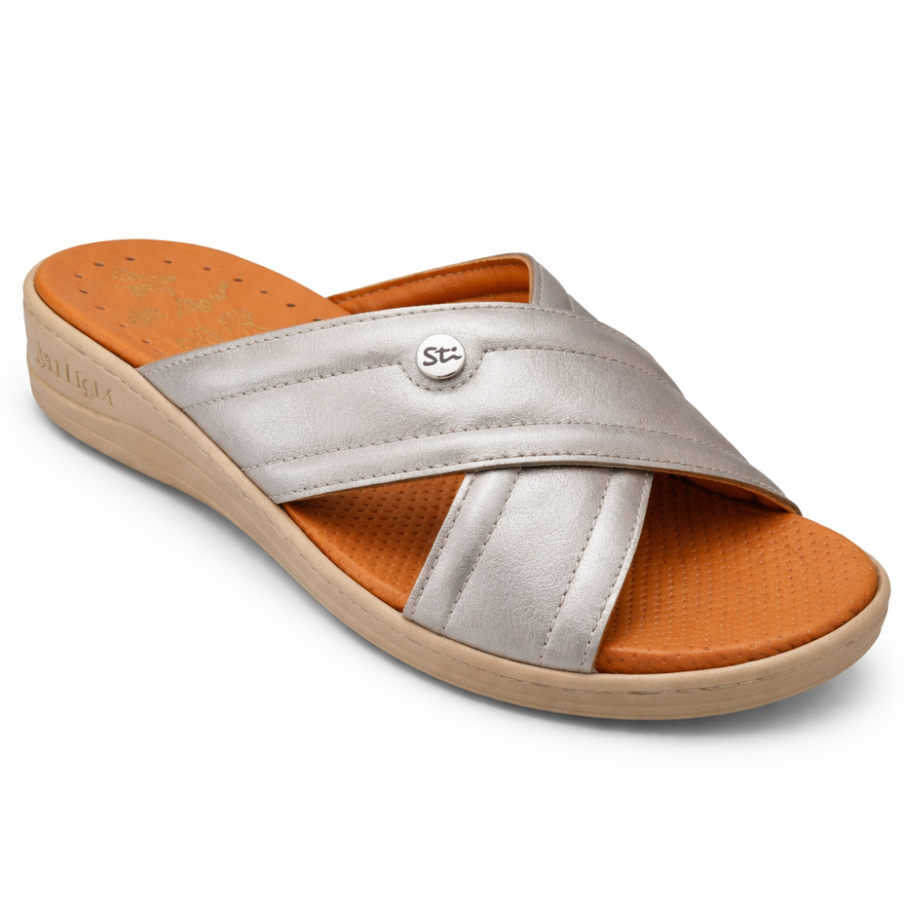 STILIGHT - CLAQUETTES ORTHOPEDIQUES TAUPE BRILLANT FEMME