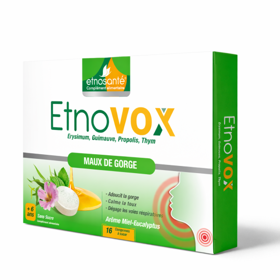ETNOVOX MAUX DE GORGE MIEL EUCALYPTUS 16 COMPRIMES pour Accueil
